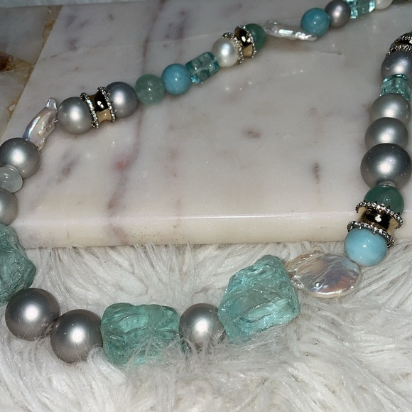 🩵HP 🐳 RARE! ALEXIS BITTAR LARGE BAUBLE NECKLACE Freshwater Pearl Statement Piece - Picture 4 of 11